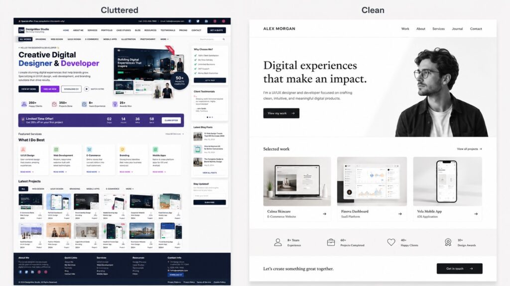 Before vs after website UI comparison