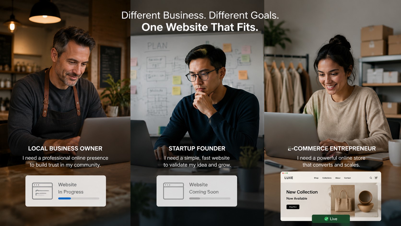 Different businesses, one website solution