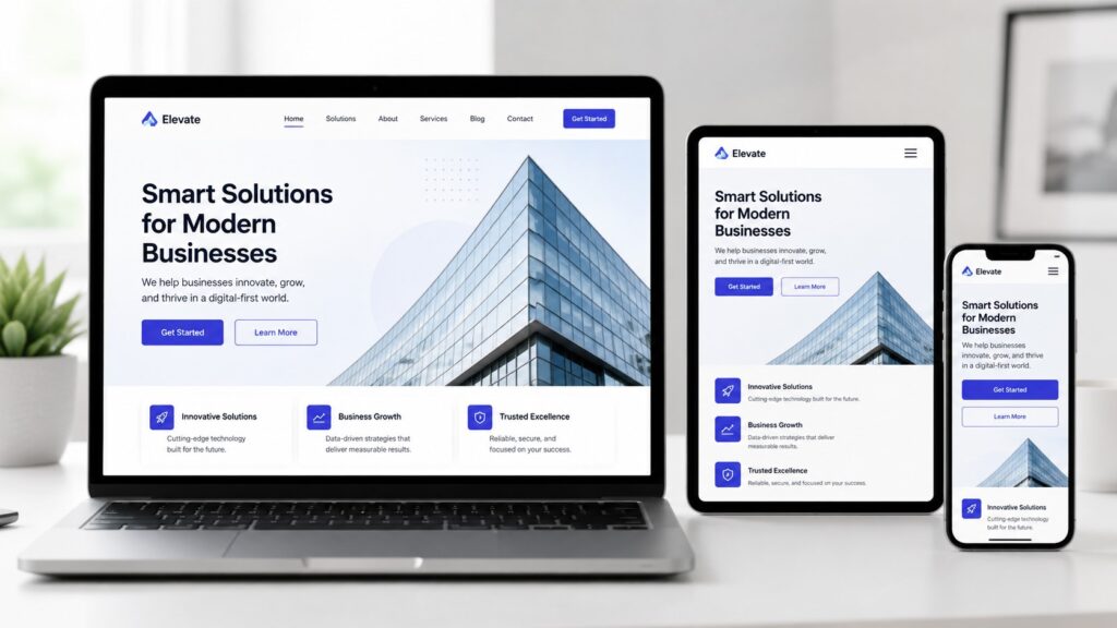 Minimalist tech mockup with responsive design