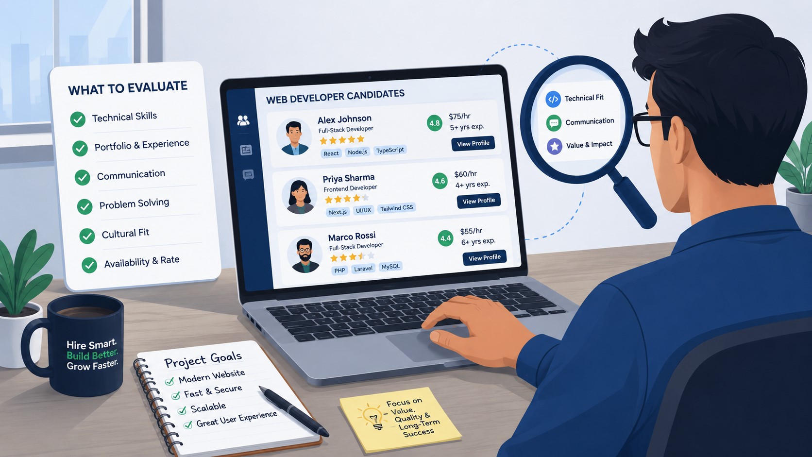 Hiring process review at remote desk
