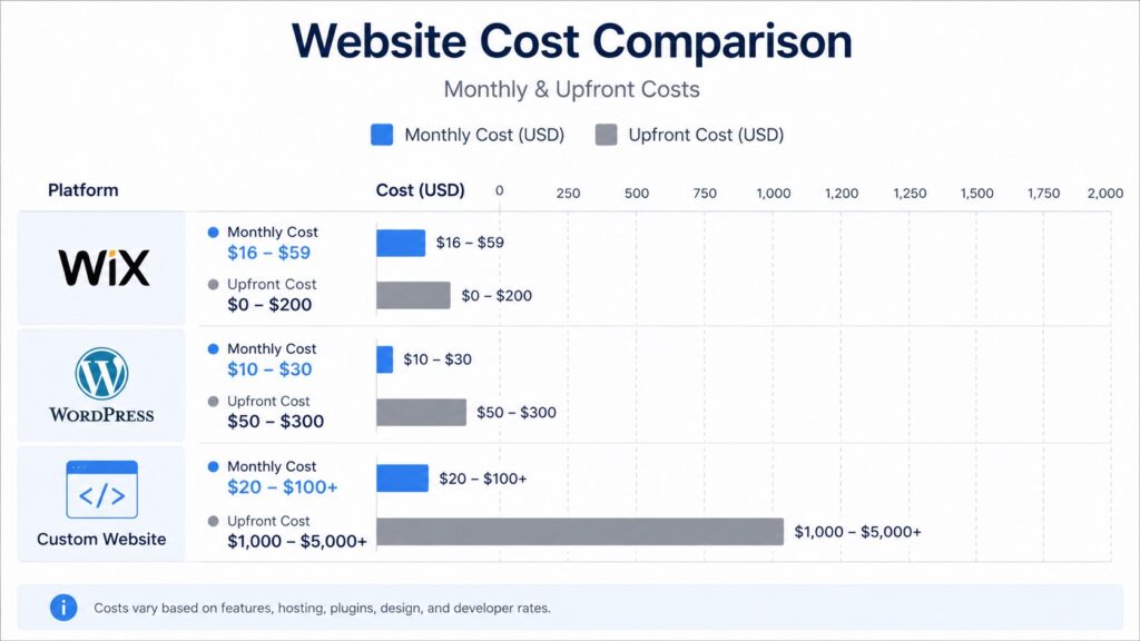 Website Cost Comparison Chart